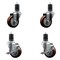 Service Caster 3.5'' Maroon Poly Wheel Swivel 1-5/8'' Expanding Stem Caster Set 2 Brakes, 4PK SCC-EX20S3514-PPUB-MRN-2-TLB-2-158 - alternate 1